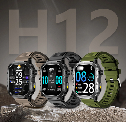 ⌚ New H12 Smart Watch – Wireless Charging, Outdoor Flashlight, Heart Rate Monitor! ✨