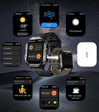 ⌚ New H12 Smart Watch – Wireless Charging, Outdoor Flashlight, Heart Rate Monitor! ✨